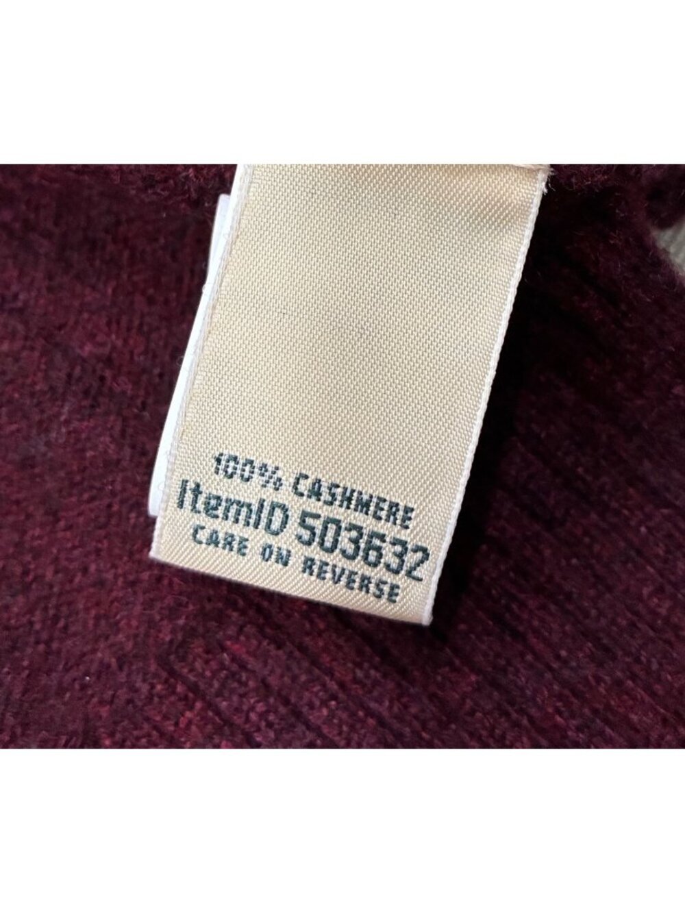 LL Bean Burgundy wine 100% Cashmere Open Front long line Cardigan Sweater Size L - Picture 5 of 9